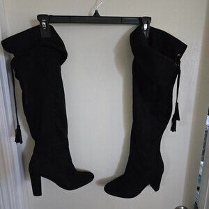 Over the Knee Top Moda Tall  Black Boots with Heels Women size 7.5